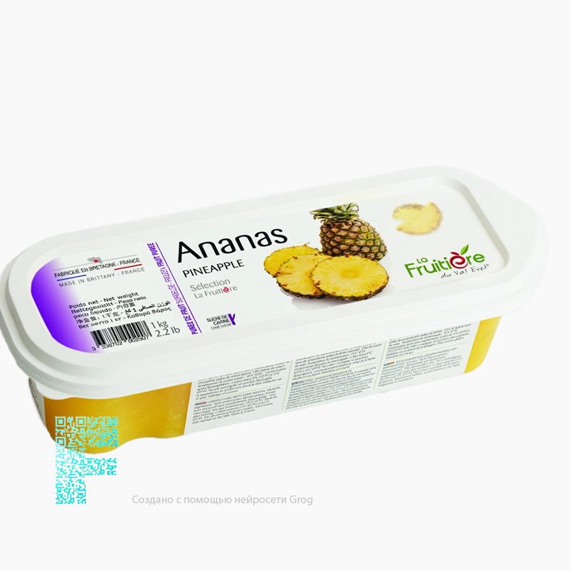 Пюре ананаса, замор (10% сахара) (1шт х1кг) кор х6шт La Fruitiere
