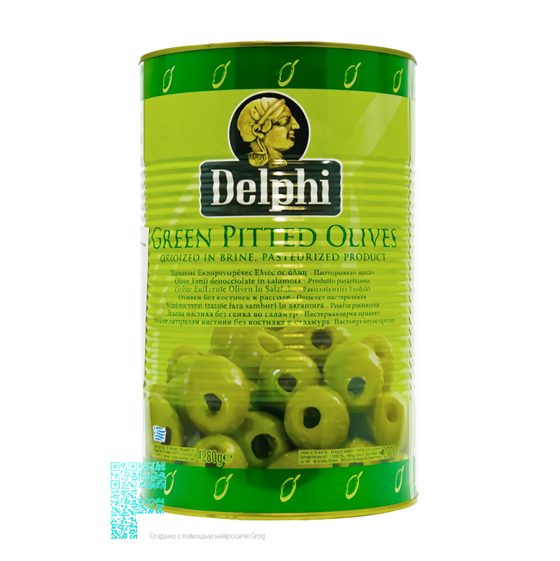 Оливки зеленые б/к 70/90 (1шт х4,25кг) кор х3 шт Delphi Атлас, Греция
