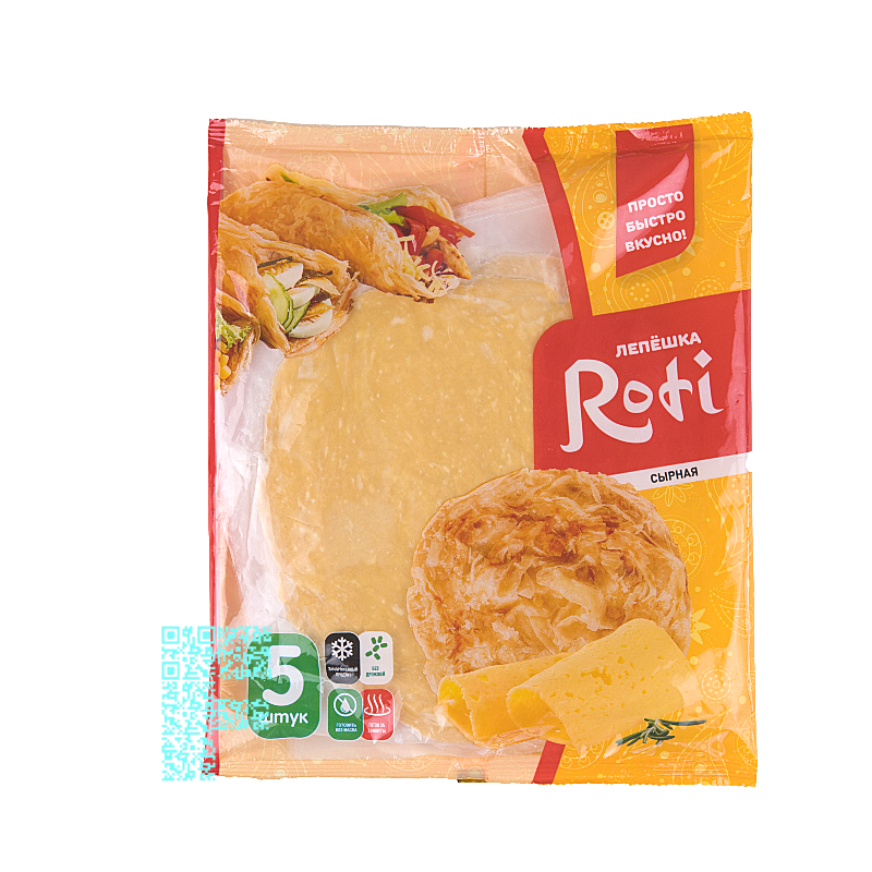 Лепешка Roti сырная, (1уп х 5 шт) кор 10упх450гр, Россия